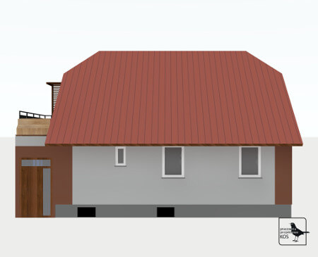 Projekt elewacji budynku i aranżacji balkonu